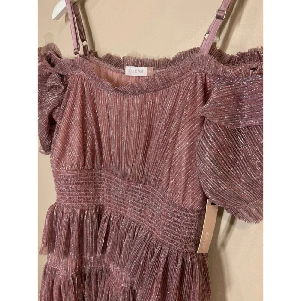 New Joce and Roe Women's XL Edie Pink Sparkle Tiered Party Cocktail Dress